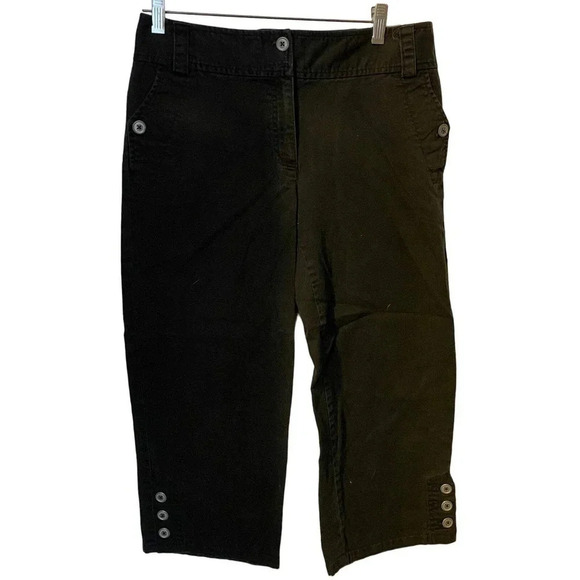 Rafaella Cotton Blend black capri pants women size 6 Pockets - Picture 1 of 5